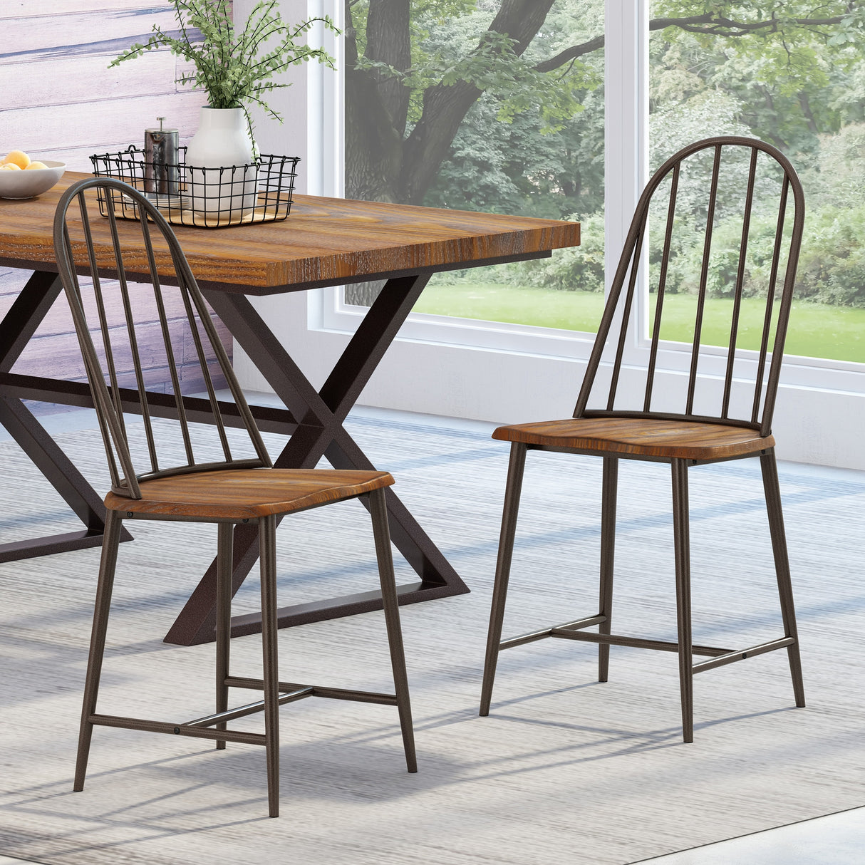Gessling Farmhouse Spindle Back Dining Chairs (Set of 2) by Christopher Knight Home