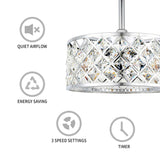 GetLedel 18-inch 8-Blade Crystal Ceiling Fan with Remote Control and Light Kit