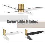 GetLedel 52" 4-Blade Flush Mount LED Ceiling Fan with Remote and Light