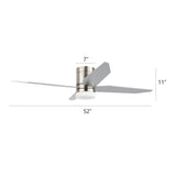 GetLedel 52" 4-Blade Flush Mount LED Ceiling Fan with Remote and Light