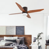 GetLedel 52" 4-Blade Flush Mount LED Ceiling Fan with Remote and Light