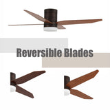 GetLedel 52" 4-Blade Flush Mount LED Ceiling Fan with Remote and Light