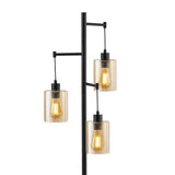 GetLedel 69" Industrial 3-Light Tree Floor Lamp with Glass Shades
