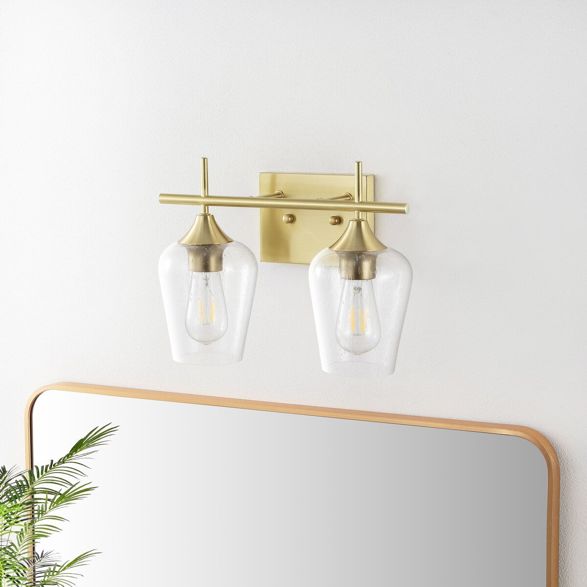 GetLedel 2-Light Vanity Light Sconce with Seeded Glass Shades