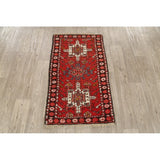 Gharajeh Hand Knotted Vintage Persian Geometric Area Rug - 3'9" x 2'1"