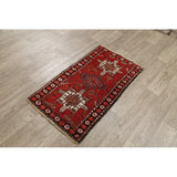 Gharajeh Hand Knotted Vintage Persian Geometric Area Rug - 3'9" x 2'1"