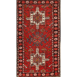 Gharajeh Hand Knotted Vintage Persian Geometric Area Rug - 3'9" x 2'1"