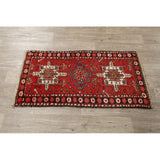 Gharajeh Hand Knotted Vintage Persian Geometric Area Rug - 3'9" x 2'1"