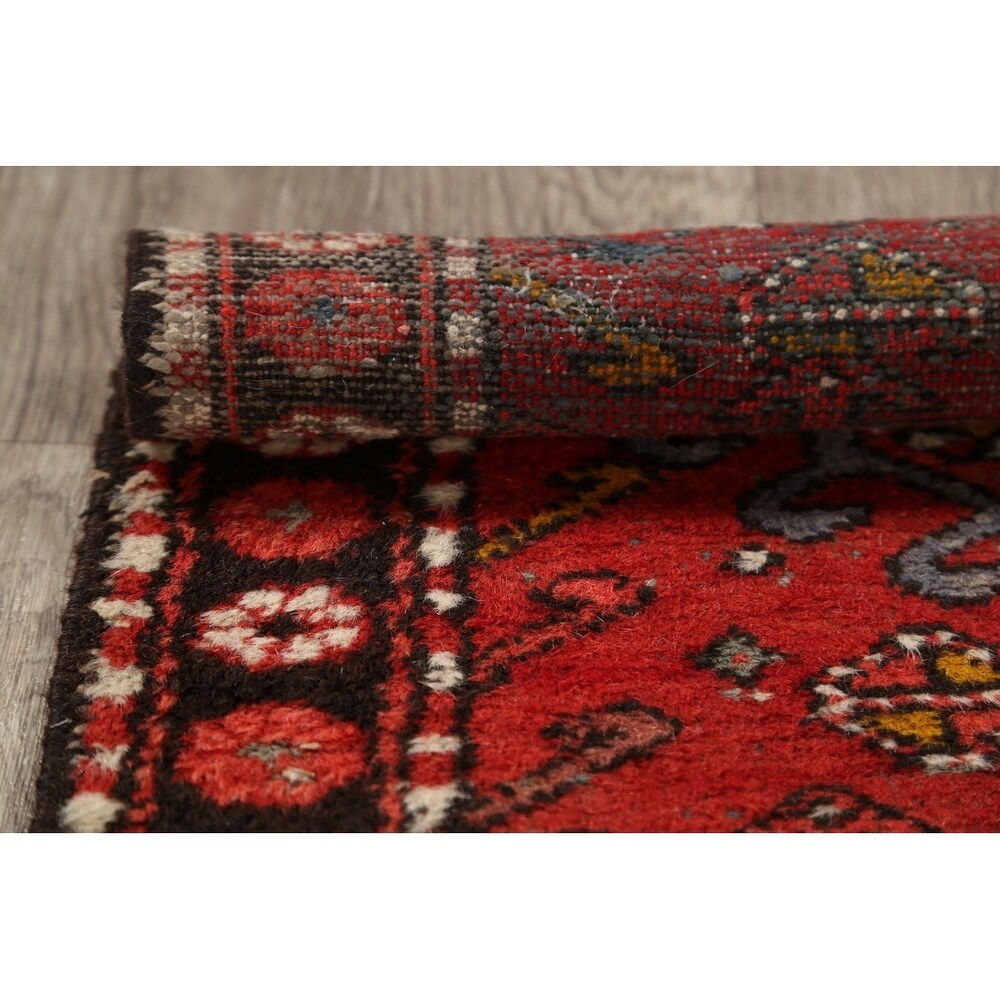 Gharajeh Hand Knotted Vintage Persian Geometric Area Rug - 3'9" x 2'1"