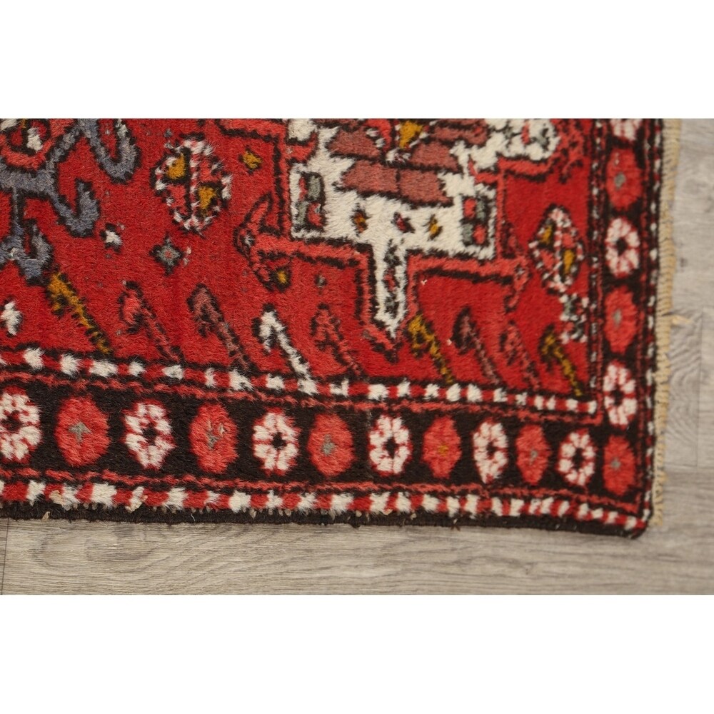 Gharajeh Hand Knotted Vintage Persian Geometric Area Rug - 3'9" x 2'1"