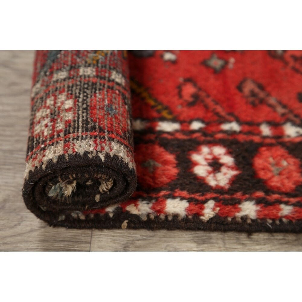 Gharajeh Hand Knotted Vintage Persian Geometric Area Rug - 3'9" x 2'1"
