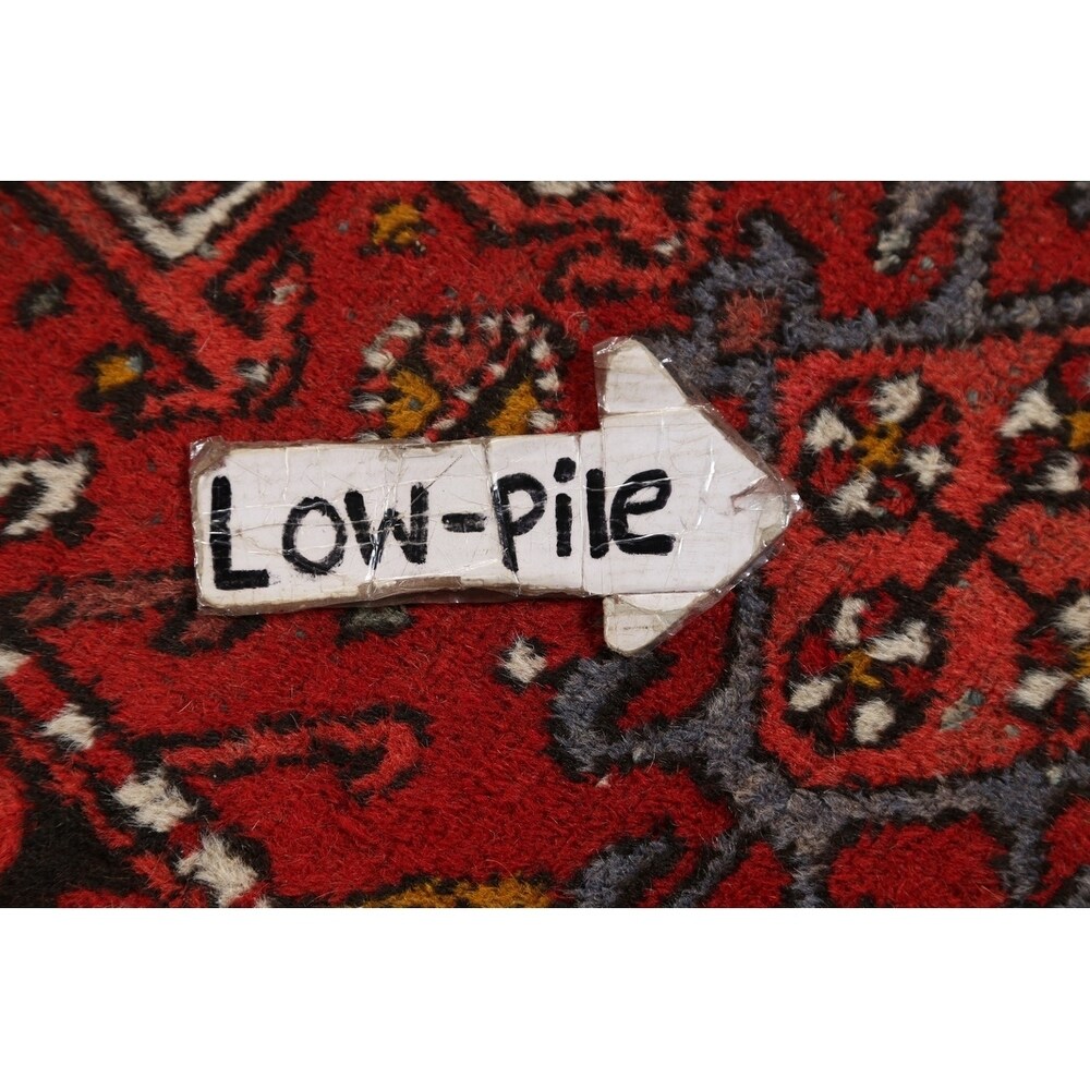 Gharajeh Hand Knotted Vintage Persian Geometric Area Rug - 3'9" x 2'1"