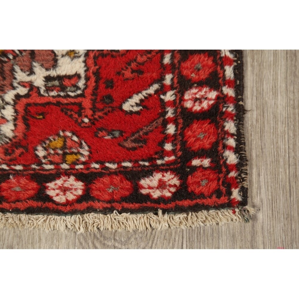 Gharajeh Hand Knotted Vintage Persian Geometric Area Rug - 3'9" x 2'1"