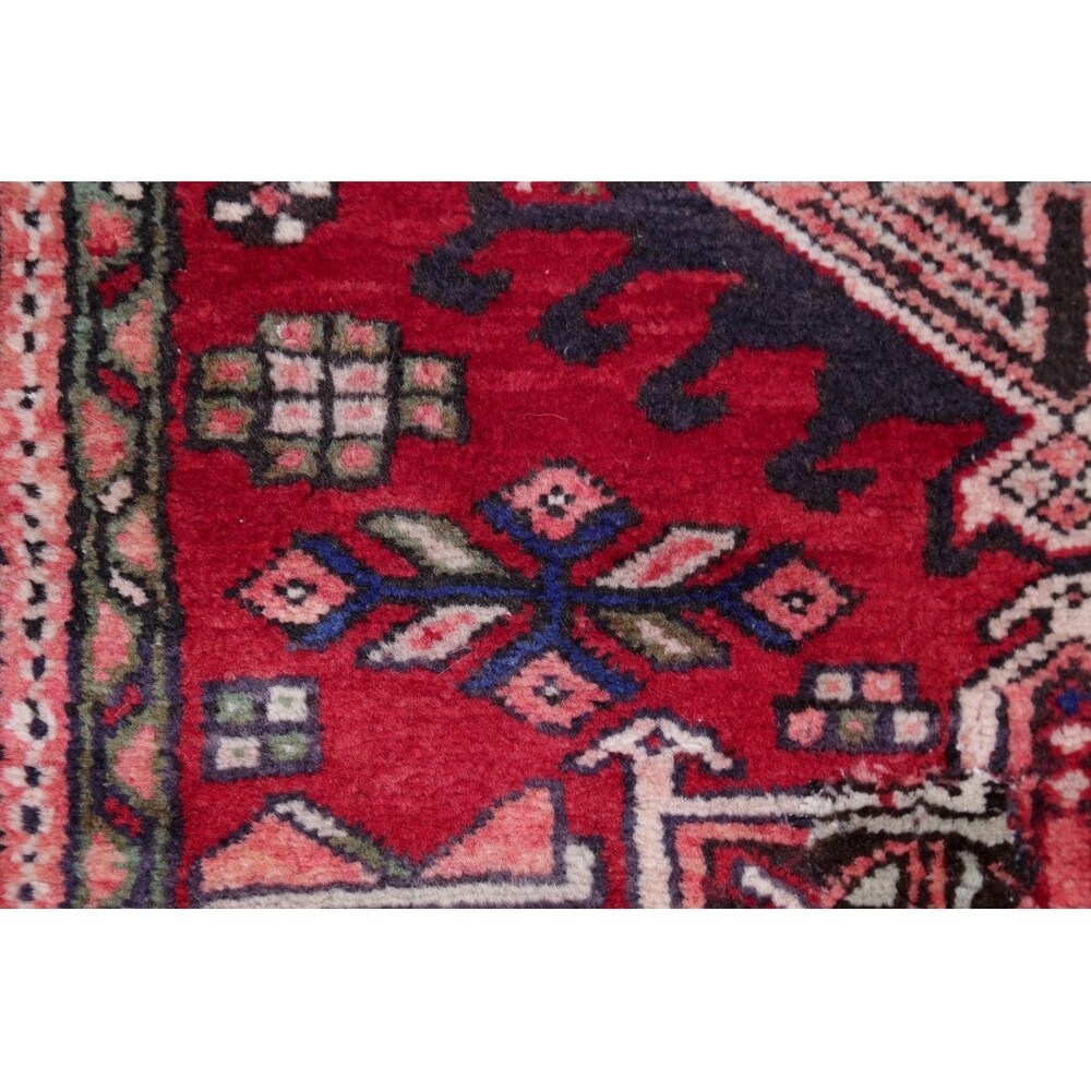 Gharajeh Tribal Geometric Hand-Knotted Wool Persian Oriental Rug - 14'7" x 3'11" Runner