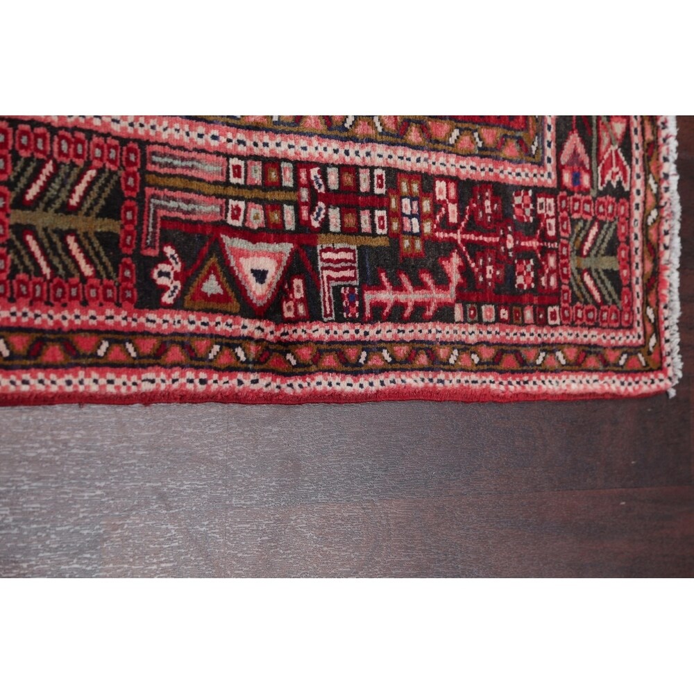 Gharajeh Tribal Geometric Hand-Knotted Wool Persian Oriental Rug - 14'7" x 3'11" Runner