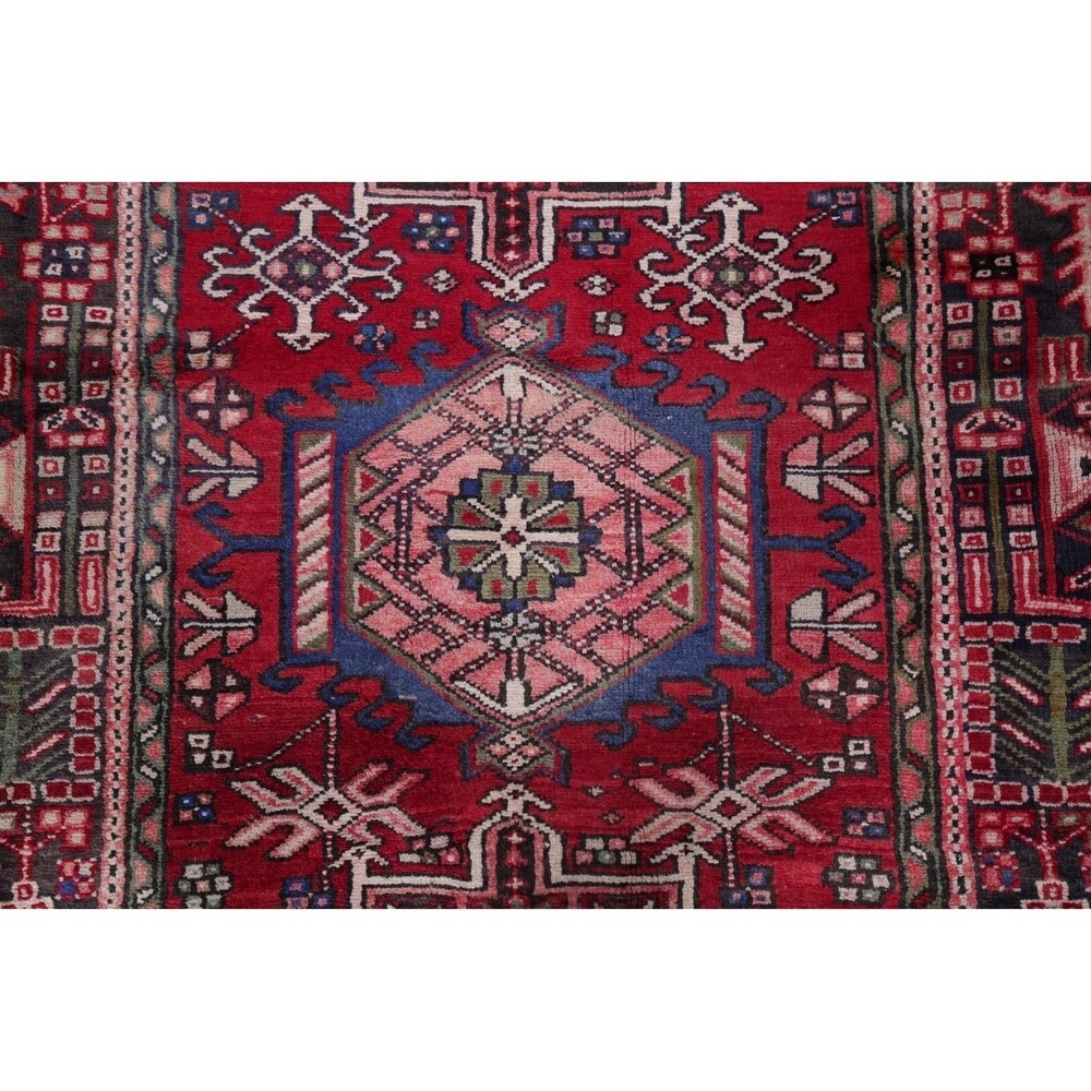 Gharajeh Tribal Geometric Hand-Knotted Wool Persian Oriental Rug - 14'7" x 3'11" Runner