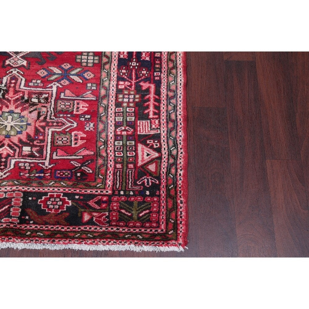 Gharajeh Tribal Geometric Hand-Knotted Wool Persian Oriental Rug - 14'7" x 3'11" Runner
