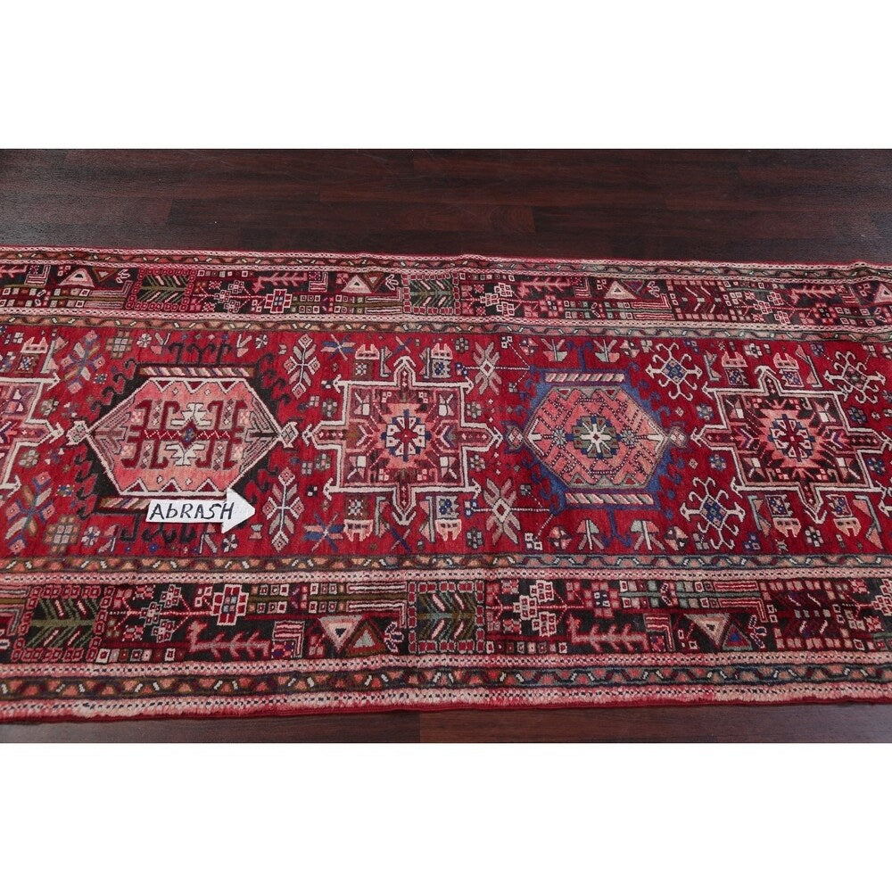 Gharajeh Tribal Geometric Hand-Knotted Wool Persian Oriental Rug - 14'7" x 3'11" Runner