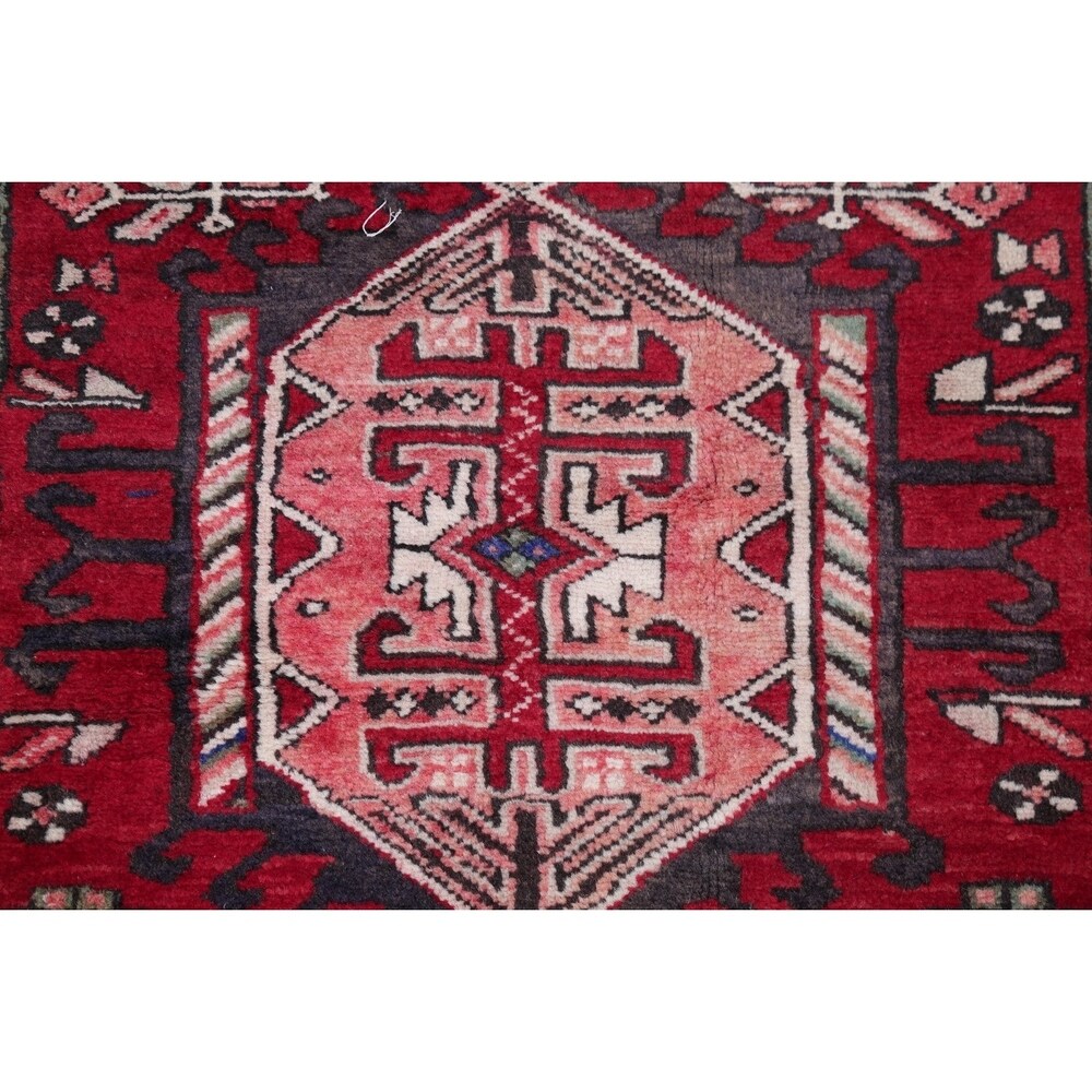 Gharajeh Tribal Geometric Hand-Knotted Wool Persian Oriental Rug - 14'7" x 3'11" Runner