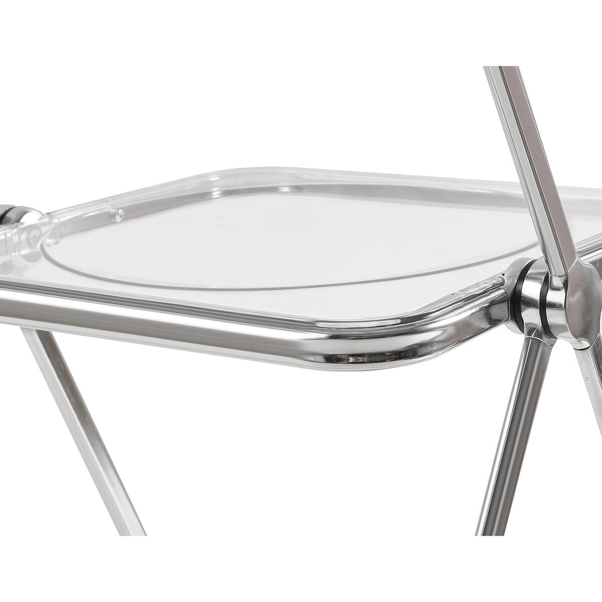 Ghost Stackable Crystal Folding Chair-PC Plastic Living Room Seat-Chrome Frame and Foldable Acrylic Chair fo -O-Clear