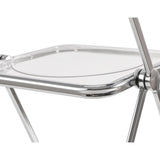 Ghost Stackable Crystal Folding Chair-PC Plastic Living Room Seat-Chrome Frame and Foldable Acrylic Chair fo -O-Clear
