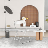 Ghost Stackable Crystal Folding Chair-PC Plastic Living Room Seat-Chrome Frame and Foldable Acrylic Chair fo -O-Clear