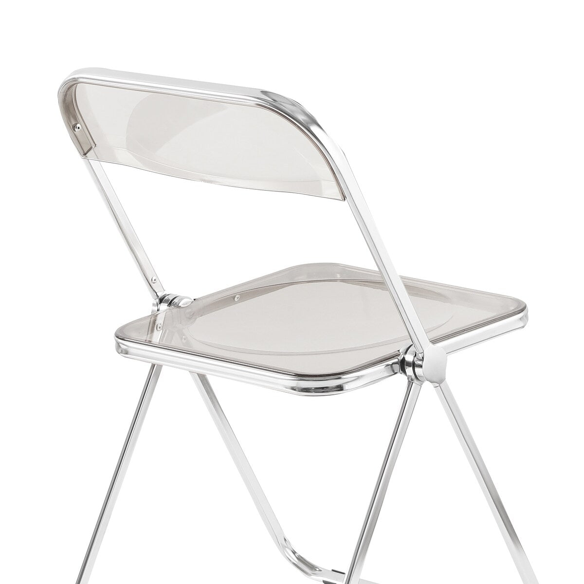 Ghost Stackable Crystal Folding Chair-PC Plastic Living Room Seat-Chrome Frame and Foldable Acrylic Chair fo -O-Clear