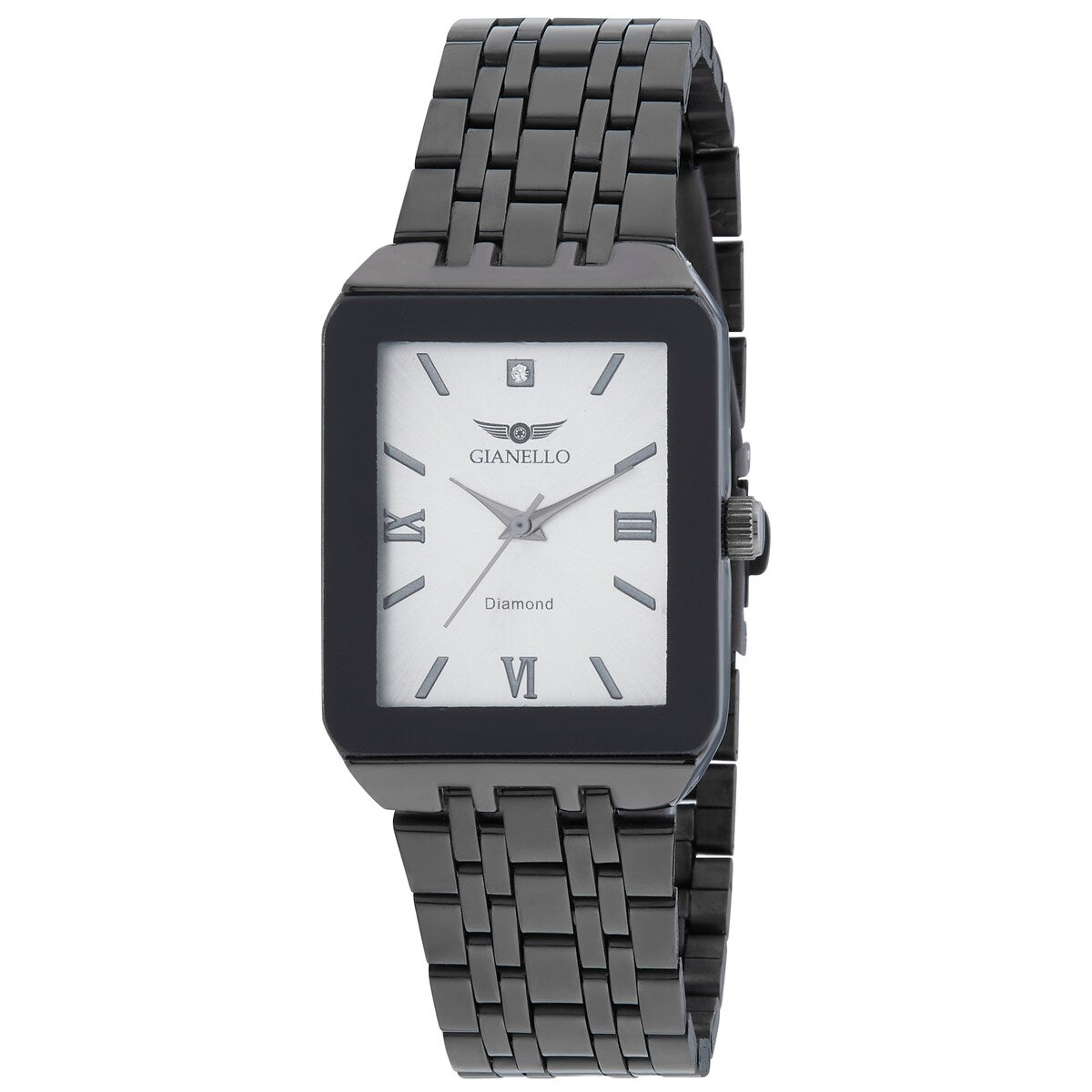 Gianello Genuine Diamond Lumina 28 Tank Link Watch Carat Size 1/10