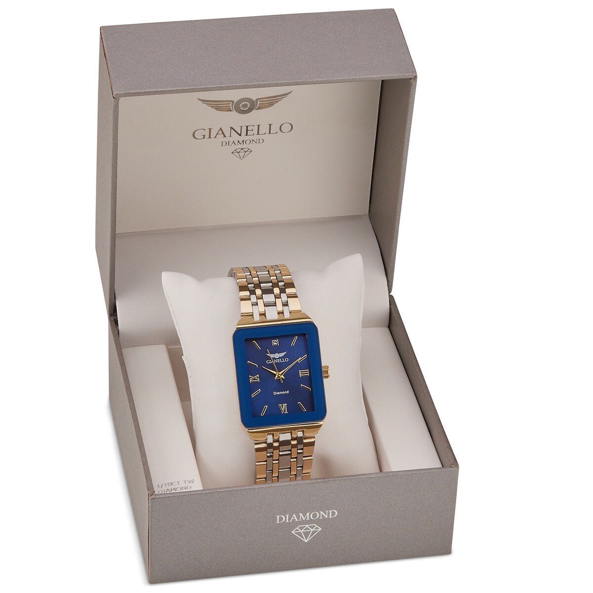 Gianello Genuine Diamond Lumina 28 Tank Link Watch Carat Size 1/10