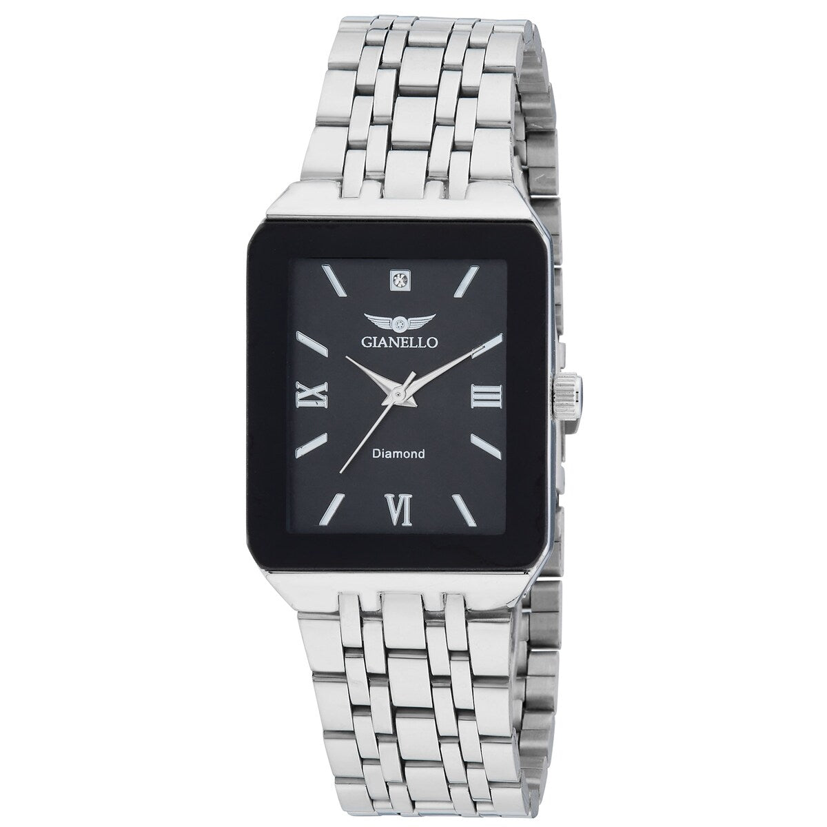 Gianello Genuine Diamond Lumina 28 Tank Link Watch Carat Size 1/10