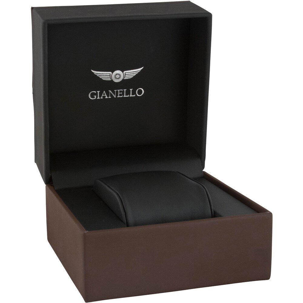 Gianello Men's Brown Leather Strap Multi-Function Divers Watch