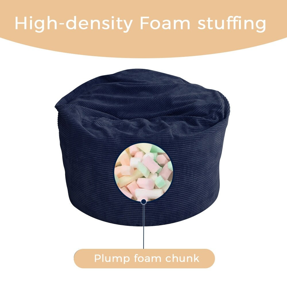 Giant Bean Bag, Corduroy Convertible Beanbag Folds from Lazy Chair to Floor Mattress Bed