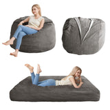 Giant Bean Bag, Corduroy Convertible Beanbag Folds from Lazy Chair to Floor Mattress Bed
