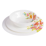 Gibson Home Ultra Round Red Floral 18-Piece Dinnerware Set, Opal Glass