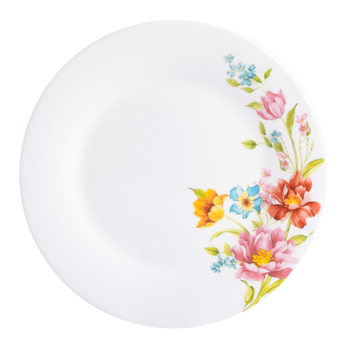 Gibson Home Ultra Round Red Floral 18-Piece Dinnerware Set, Opal Glass