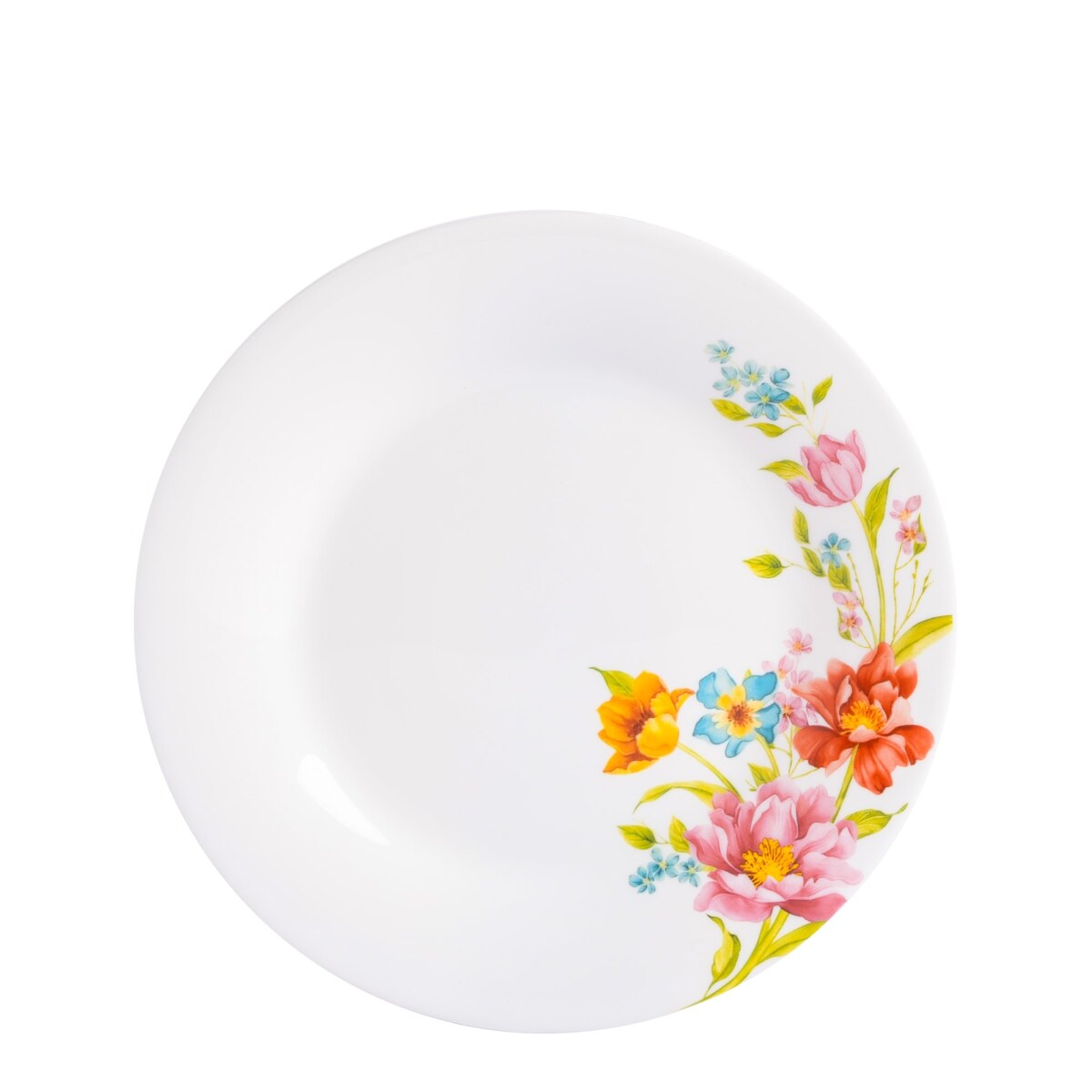 Gibson Home Ultra Round Red Floral 18-Piece Dinnerware Set, Opal Glass