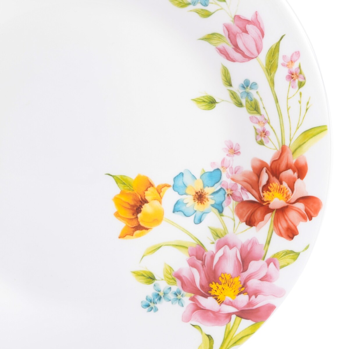 Gibson Home Ultra Round Red Floral 18-Piece Dinnerware Set, Opal Glass