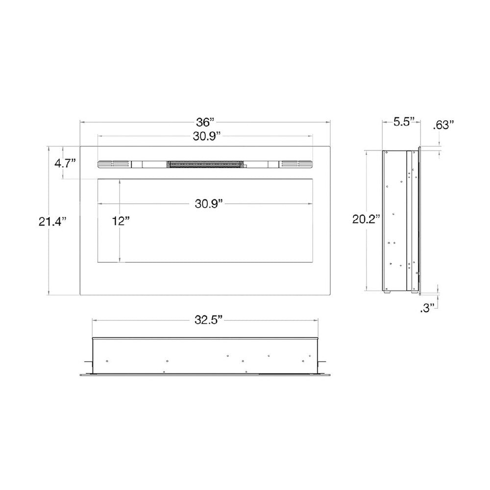 Gibson Living Madison 36 Inch Logs Recessed Wall Mounted Electric Fireplace - N/A