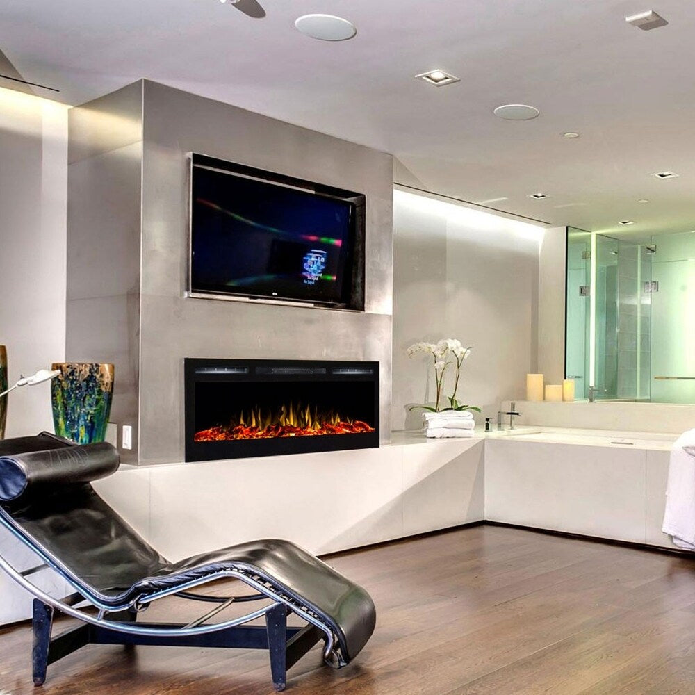 Gibson Living Madison 36 Inch Logs Recessed Wall Mounted Electric Fireplace - N/A