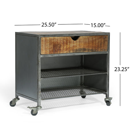 Gieke Industrial Handcrafted Mango Wood Shoe Rack by Christopher Knight Home