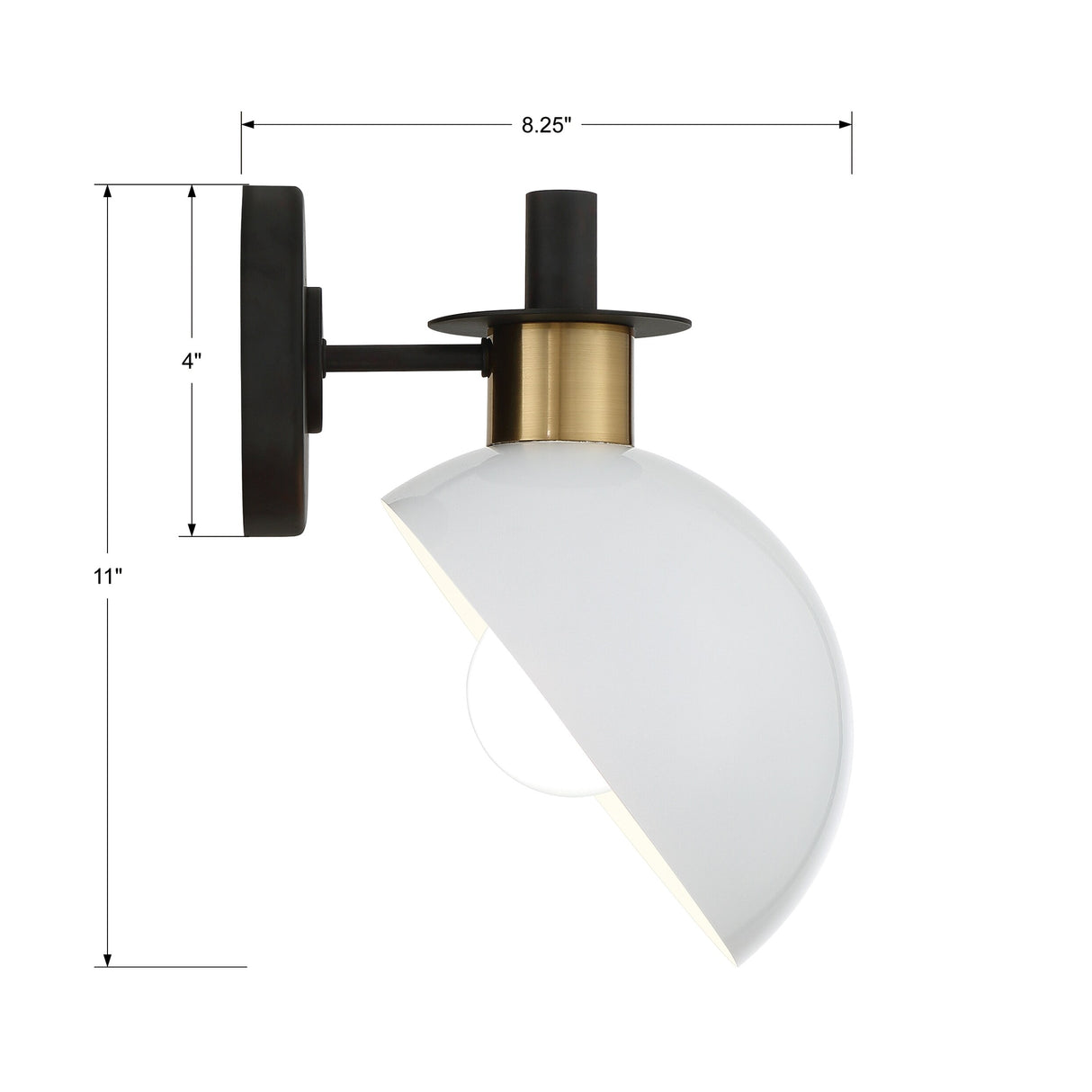 Gigi 1 Light Black & Aged Brass Wall Mount - 7.75'' W x 10.5'' H