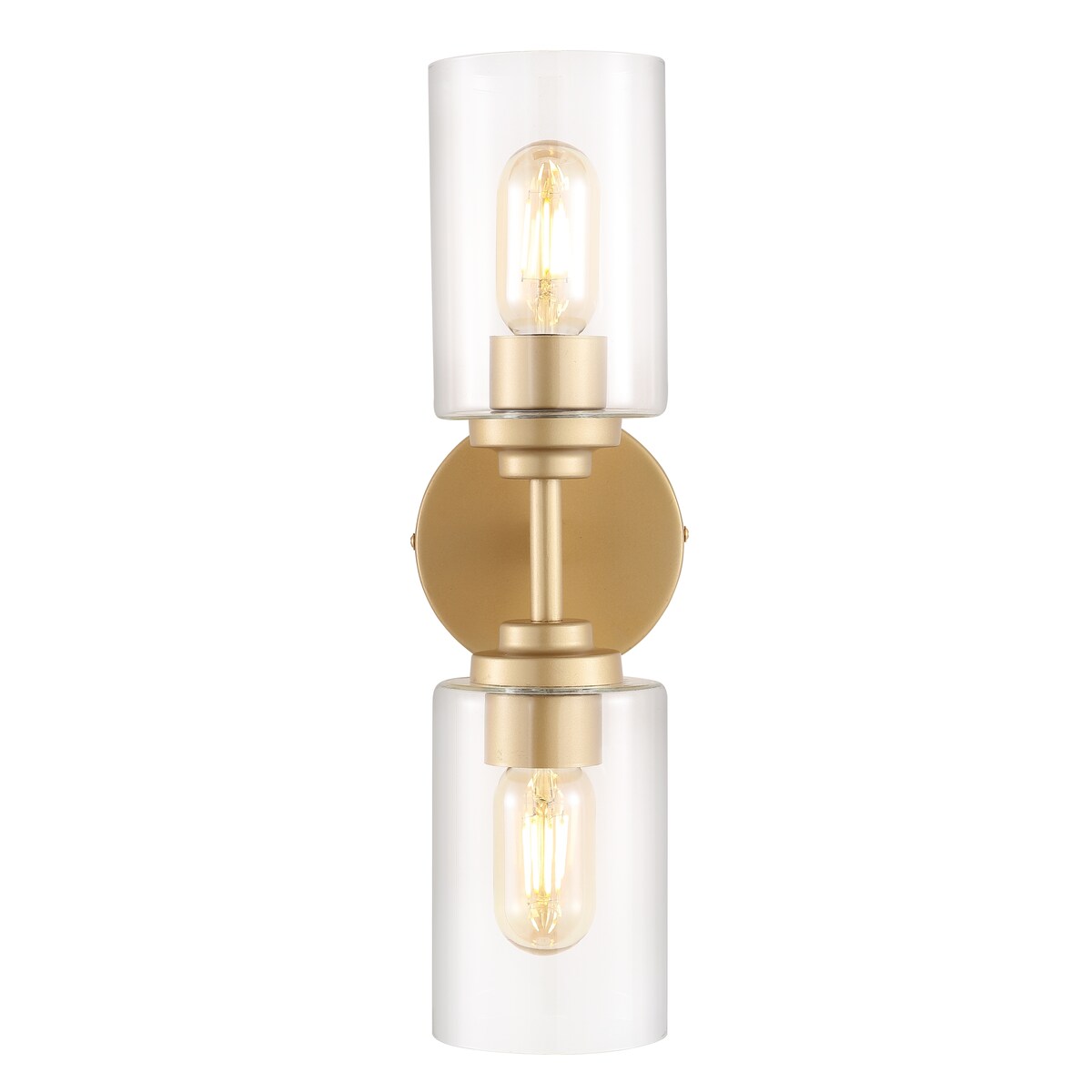 Giles 16" 2-Light Farmhouse Industrial Iron Cylinder LED Sconce, Oil Rubbed Bronze/Clear by JONATHAN Y - One