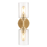 Giles 16" 2-Light Farmhouse Industrial Iron Cylinder LED Sconce, Oil Rubbed Bronze/Clear by JONATHAN Y - One