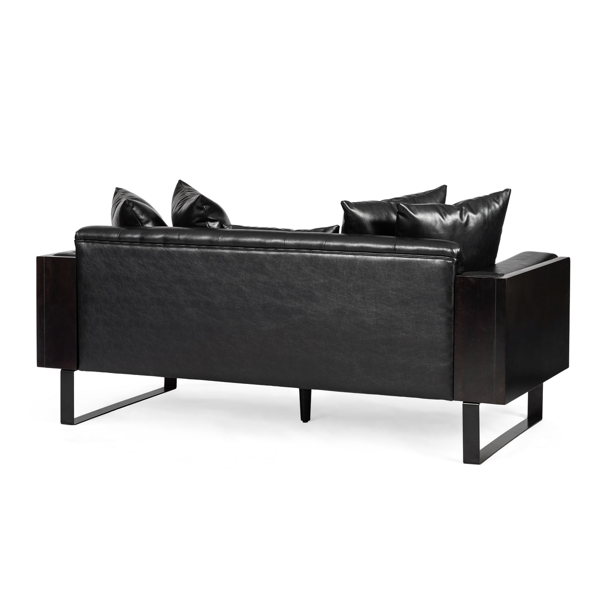 Gilmans Faux Leather Upholstered Oversized Loveseat with Accent Pillows by Christopher Knight Home