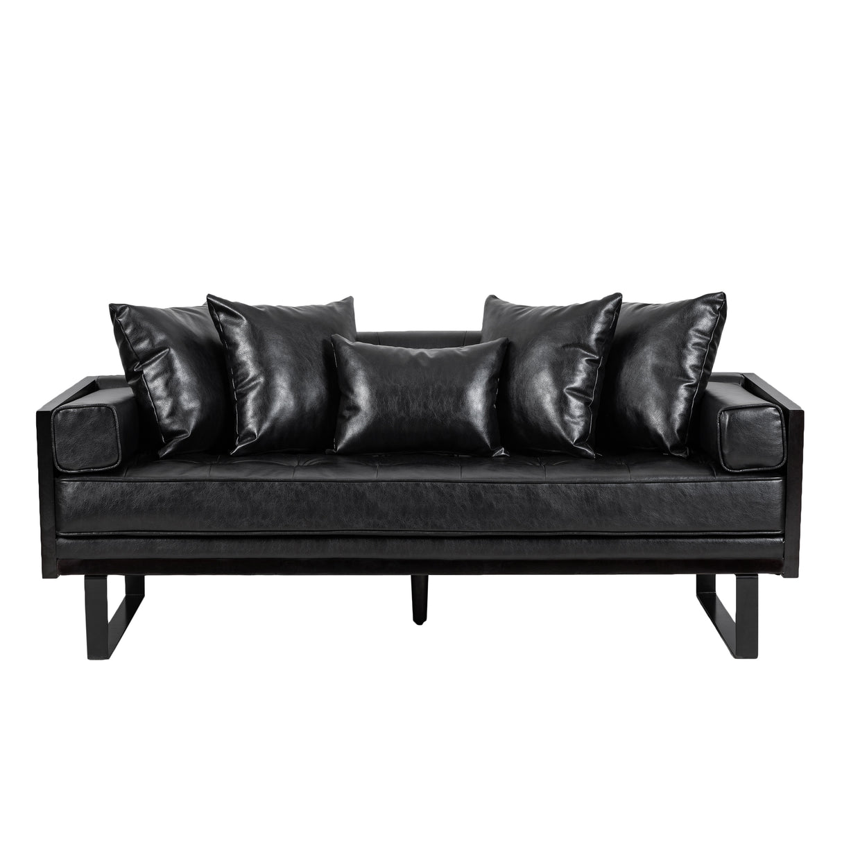 Gilmans Faux Leather Upholstered Oversized Loveseat with Accent Pillows by Christopher Knight Home