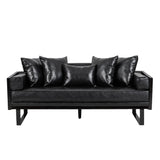 Gilmans Faux Leather Upholstered Oversized Loveseat with Accent Pillows by Christopher Knight Home