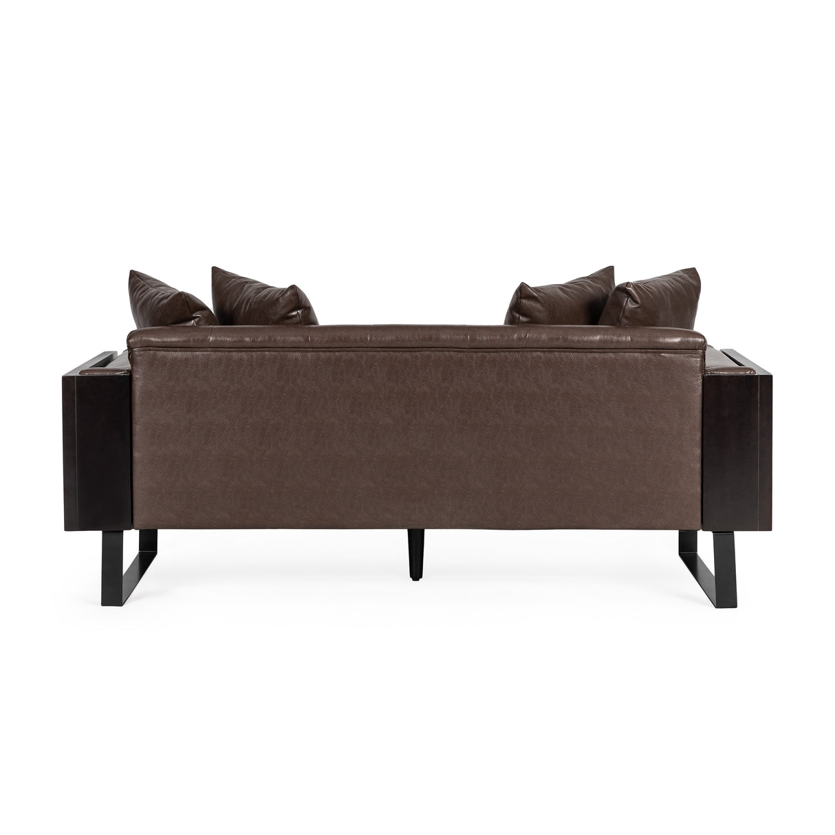 Gilmans Faux Leather Upholstered Oversized Loveseat with Accent Pillows by Christopher Knight Home