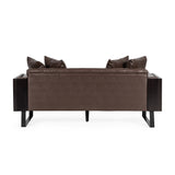 Gilmans Faux Leather Upholstered Oversized Loveseat with Accent Pillows by Christopher Knight Home