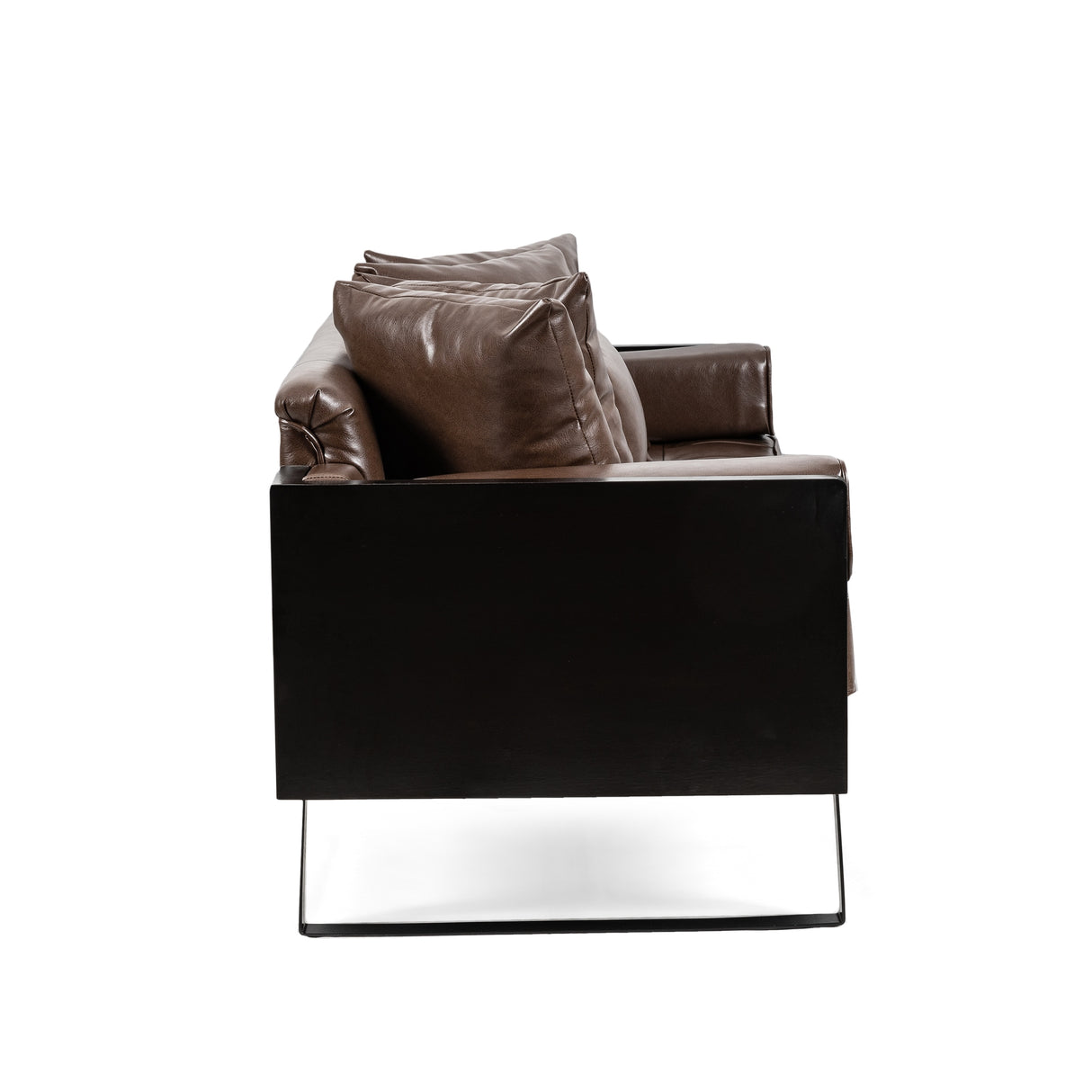 Gilmans Faux Leather Upholstered Oversized Loveseat with Accent Pillows by Christopher Knight Home