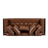 Gilmans Faux Leather Upholstered Oversized Loveseat with Accent Pillows by Christopher Knight Home